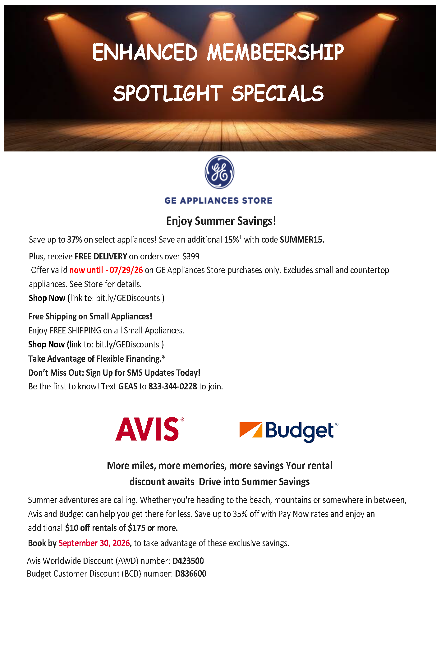 ENHANCED MEMBEERSHIP SPOTLIGHT SPECIALS
